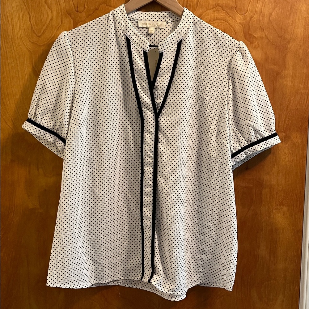 NWT Monteau Black and White Polka Dot Top